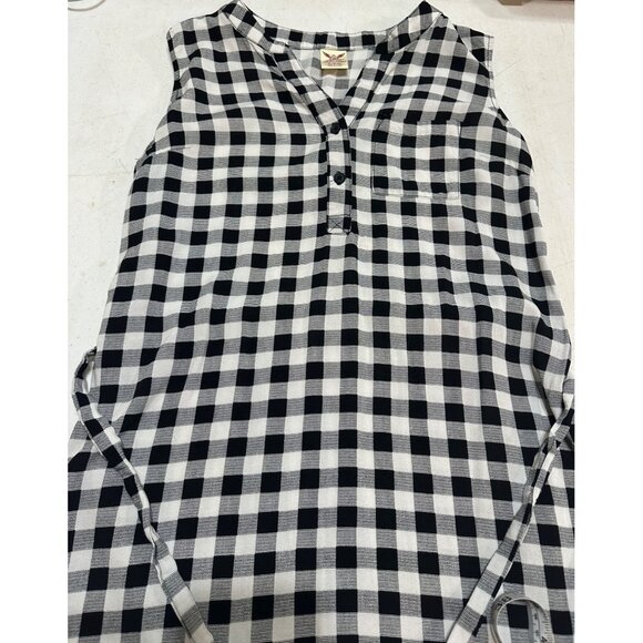 Women's Faded Glory Mini V-neck Dress Black & White Gingham Rayon Size S (4-6) - Picture 12 of 15